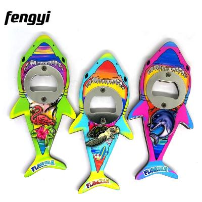 China Wholesale Shape Shark Shape Florida Beach Turtle Flamingo MDF Fridge Magnet Bottle Opener for sale