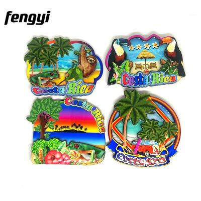 China Shape Wholesale Wooden Epoxy Design MDF Costa Rica Souvenir Fridge Magnet Colorful for sale