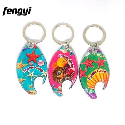 China Custom Printed Logo Punta Cana Keychain Dominican Republic Car Souvenirs Die Cast Metal Bottle Opener Key Chain for sale