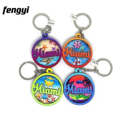 China Souvenir Custom Printed Miami Summer Beach Souvenir MDF Epoxy Key Chain for sale