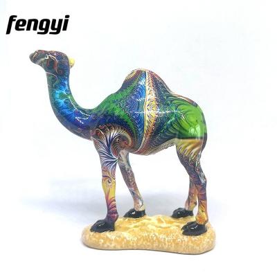 China Custom Middle East 3D Water Transfer Printing Colorful Camel Resin Figurine Polyresin Statue for sale