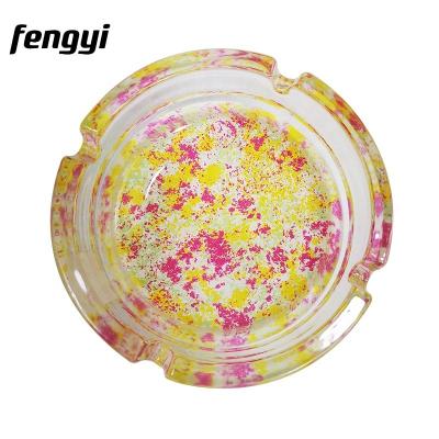 China Modern Custom Round Smoking Colored Glass Ashtray Souvenir Cigar Cigarettes Ashtray for sale