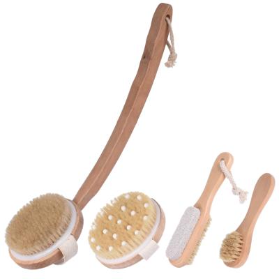 China Long Handle Bath Brush Long Handle Bamboo Body Exfoliating Brush for sale