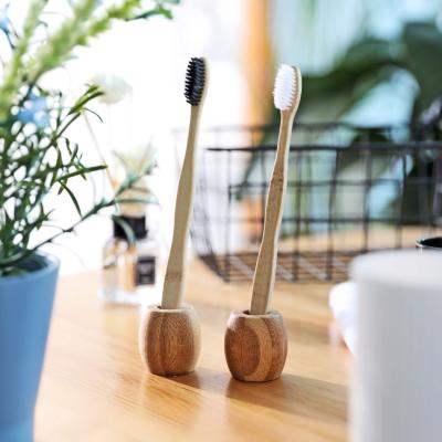 China Biodegradable bamboo toothbrush made from natural bamboo with toothbrush holder for sale