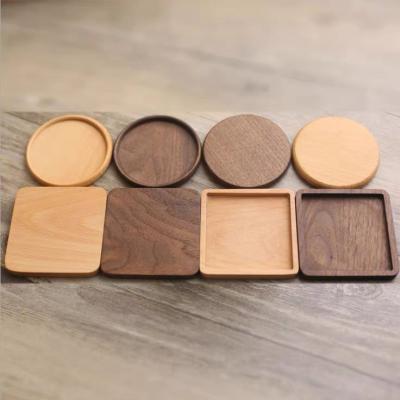 China OEM Factory Wholesale Custom Bamboo Walnut Wooden Coaster Beech Wood Coaster For Coffee Cup Coaster for sale