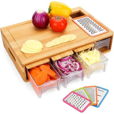 China Viable Extend Bamboo Cutting Board Set Extendable Bamboo Cutting Board Set With Containers for sale