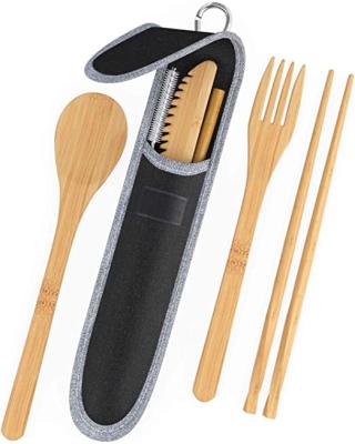 China Sustainable High Quality Biodegradable Reusable Bamboo Bamboo Cutlery Set for sale