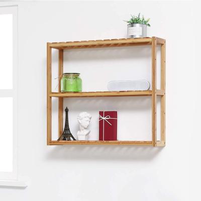 China Sustainable Bamboo Bathroom Shelf 3-Tier Wall Mount Storage Rack for sale