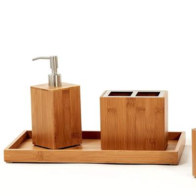 China Sustainable Custom Eco Friendly OEM Bamboo Bathroom Accessories Set For Christmas for sale