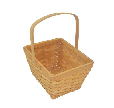 China Factory price sustainable festival wood scrap rectangle storage handmade woven basket for sale