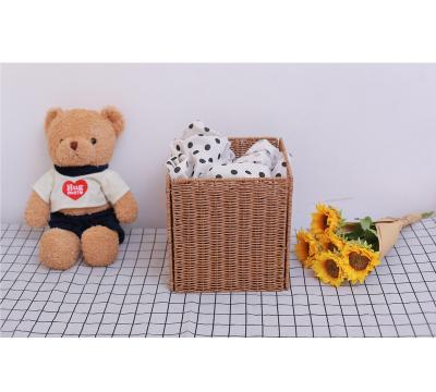 China Multi-Function Plastic Wicker Basket Wicker Folding Sundries Storage Desktop Sundries Viable Storage Basket for sale