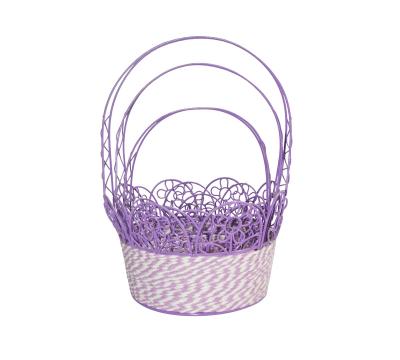 China Best Sustainable Price Easter Metal Wire And Paper Rope Storage Basket With Handle for sale