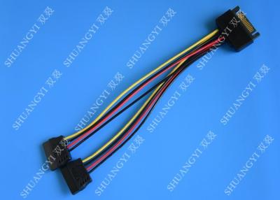 China 8 Inch Slim SATA Data Cable , 15 Pin Male to Female SATA Power Extension Cable for sale