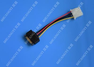 China 5.08mm Braided Molex 4 Pin SATA Power Cable 15 Pin Male To Male For Hard Disk for sale