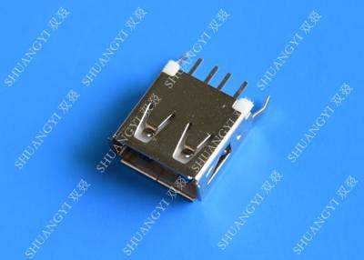 China Straight Solder Type USB A Female Plug Connector Jack Silver Tone for sale