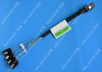 China 30 AWG Mini SAS Serial Attached SCSI Cable , 36P SFF 8087 To SATA Breakout Cable With Latch for sale