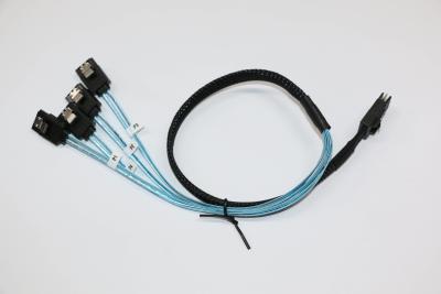 China 1 Meter Length Mini SAS SFF-8087 36 Pin to 4 x 7 Pin SATA Cable with Side Band Signal Te koop