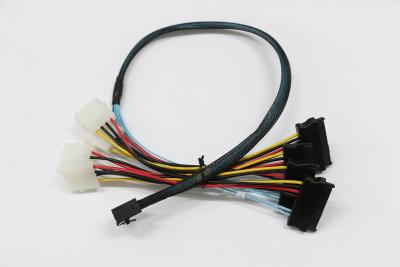 China SFF-8643 Internal Mini SAS HD To 4X 29pin SFF-8482 Connectors Power Cable，600mm for sale