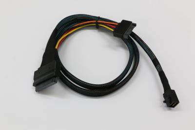 China Internal 12Gb/s HD Mini SAS SFF-8643 to U.2 SFF-8639 NVMe SSD Cable with 15P SATA Power  1.0M Te koop