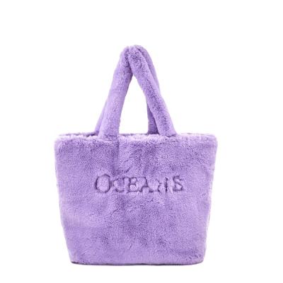 China BSCI ISO Sedex FAMA Fashion Luxury Fur Bag Elegant Women Handled Tote Bag Women Daily Shopping Custom Bags for sale