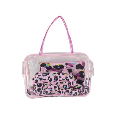 China ISO Sedex FAMA Tik Tok Fashion Pink Leopard Print Large Capacity BSCI Travel Bag Headband Shopping Bag Size Travel Cosmetic Set for sale