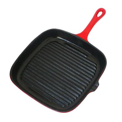 China Sustainable Steak Pan 24cm Griddle Casserole Pan Non-Stick Cast Iron Enamel for sale