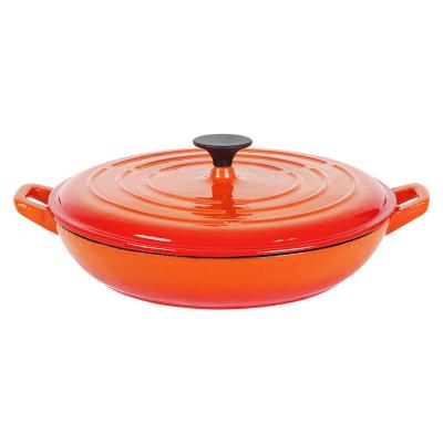 China Stocked Cast Iron Enamel Casserole Cookware Soup And Stock Shallow Seafood Cooking Pot for sale