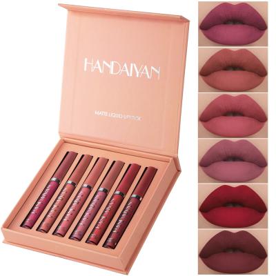 China HANDAIYAN Waterproof Vegan Organic Non-Stick Cup Lip Gloss Waterproof Velvet Matte Liquid Lipstick Set for sale