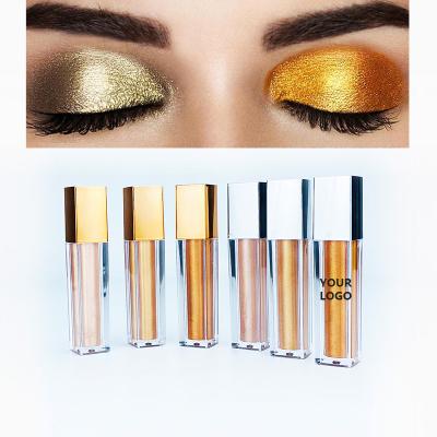 China Waterproof Private Label No Logo Glitter Shimmer Liquid Eyeshadow Metallic Vegan High Pigment Duochrome for sale