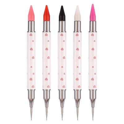 China Beauty Care Make Tools Huamulan Two Ways Dotting Pen Wax Pen Tool Nail Art Tip Dotting Pen Manicure Kit Wax Nail Brush for sale