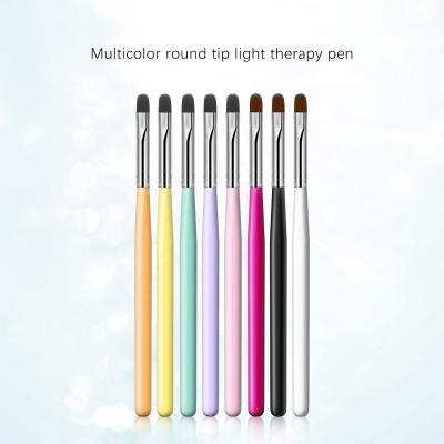 China Beauty Care Make Tools Huamulan High Quality Multicolor Round Tip  Light Therapy  Wooden Handle Nail Art Detail Brushes Brush Set for sale