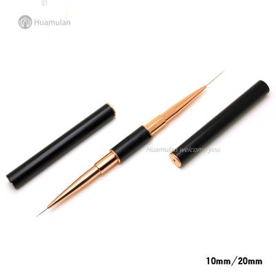 China Easy Apply Huamulan 2022 high quality double ended nail art brush black custom nail art brushes for sale