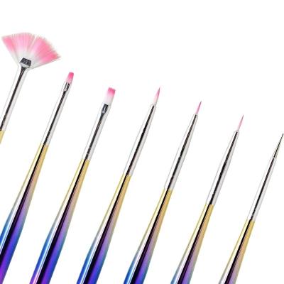 China NAIL Huamulan Plastic puffy brush fine line nail art brushes set professional for sale