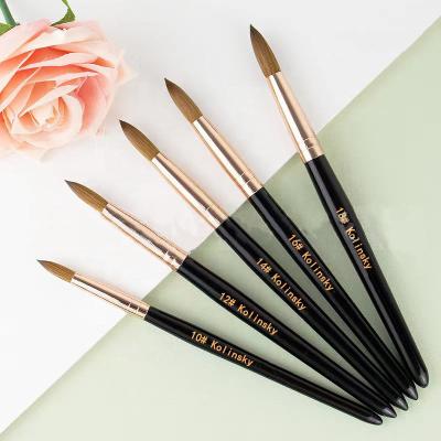 China Beauty Care Make Tools Huamulan Wholesale Wooden Handle Round Pinceles Pure Kolinsky Sable Acrylic Nails Art Brush Set for sale