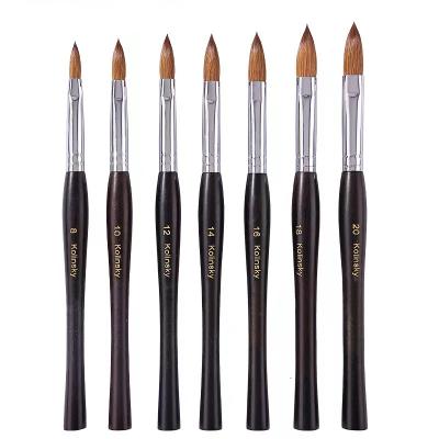 China Beauty Care Make Tools Customs Logo 9 PCS Kolinsky Nail Brush with Black Metal Handle Pure 100% Kolinsky Hair Nail Art Brush for sale