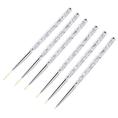 China Beauty Care Make Tools Huamulan 6pcs Nail Brush Wire Drawing Pen Nylon Marbling Design Handle Line Drawing Pen DIY Line for sale