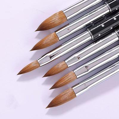 China Beauty Care Make Tools Huamulan Kolinsky Nail Brush with Black Metal Melee Handle Pure 100% Kolinsky Hair Nail Art Brush for sale