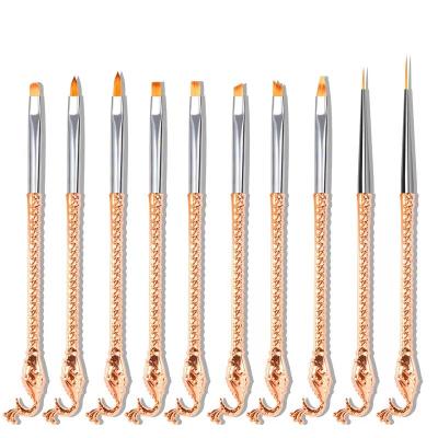 China Beauty Care Make Tools Huamulan Kolinsky Nail Brush with Gold  Peacock Metal Handle Pure 100% Kolinsky Hair Nail Art Brush for sale