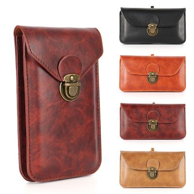 China Shockproof Men Carrying Universal Wallet Pouch Vertical Pouch Belt Bag Leather Cell Phone Case Belt Clip Waist Phone Suitcase For Iphone for sale