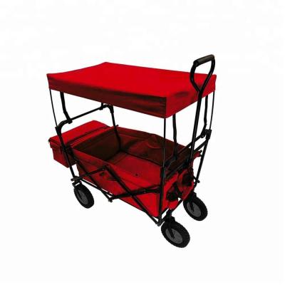 China Fishing Chair Folding Cart Folding Utility Garden Cart With Removable Canopy + Storage Basket for sale