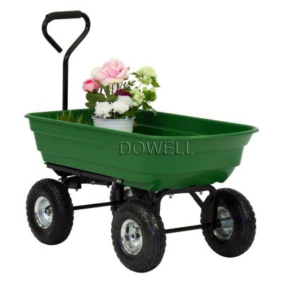 China Poly Tools Garden Dump Cart with Steel Frame and 10 in. Pneumatic Tires, 600-Pound Capacity, Green for sale