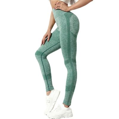 China Breathable Seamless Knitted Yoga Pants European And American Foreign Trade Female Peach Buttocks High Waist Sports Lifting Gaiters The New for sale