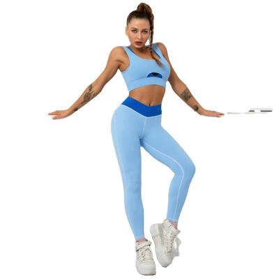 China 2023 Breathable New Temperament Blue Hygroscopic Perspiration Tight Spot Sports Women's Running Suit Sports Yoga Clothes for sale