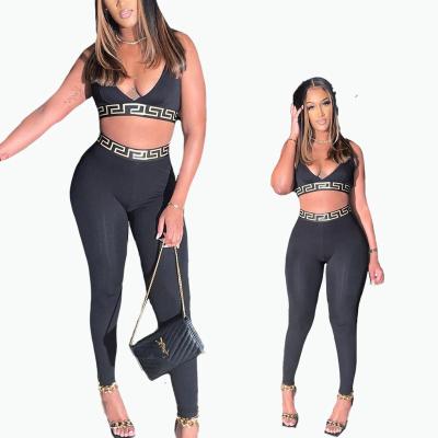 China European and American women's trend sexy tight suit printed breathable two-piece set for sale