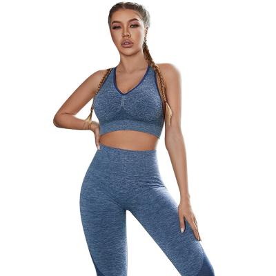 China 2023 Breathable Seamless Knitted Yoga Clothing Sports Suits Beautiful Sports Bra High Waist Butt Lifting Gaiters Fitness Suit for sale