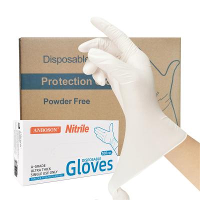 China Touch Screen Waterproof Oil Resistant Latex Free Kitchen White Disposable Nitrile Gloves for Cleaning Food Handling Housework for sale