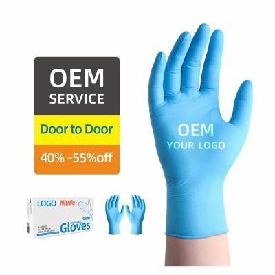 China Touch Screen Waterproof Oil Resistant Latex Free Kitchen Disposable Blue Nitrile Gloves for Cleaning Food Handling Housework for sale