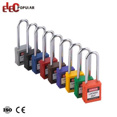 China High Security Body 76mm Long Shackle Safety Industrial Nylon Steel Padlock for sale