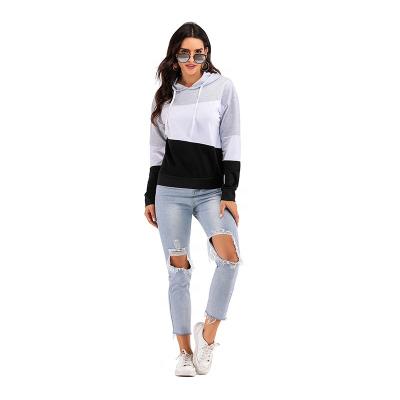 China Fashion Autumn Color Block Anti-wrinkle Hoodie Women 2021 Long Sleeve Women Pullover Hoodies For Lady for sale