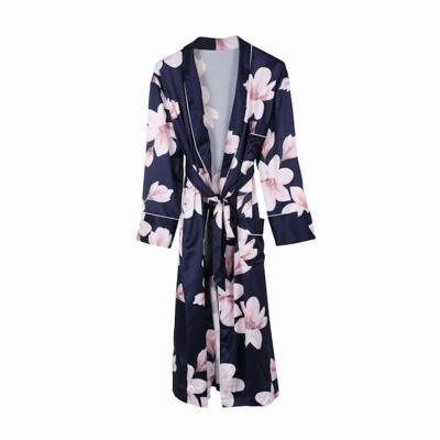 China Wholesale Breathable Female Silk Nightwears Autumn Winter Floral Printed Women 3Pcs Pajamas Fashion Long Sleeve Set for sale